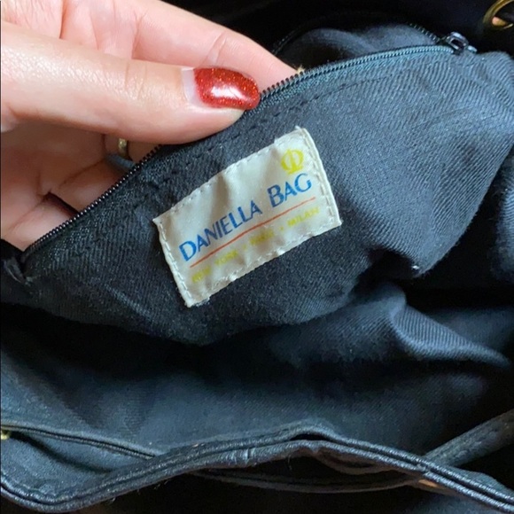 VINTAGE GENUINE BLACK LEATHER PALOMA PICASSO DANIELLA BUCKET BAG DESIGNER - Picture 5 of 6